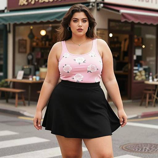 Plus-Size Manga Woman at Boutique