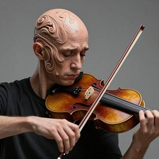 Melancholy Violinist with Sculpted Melody