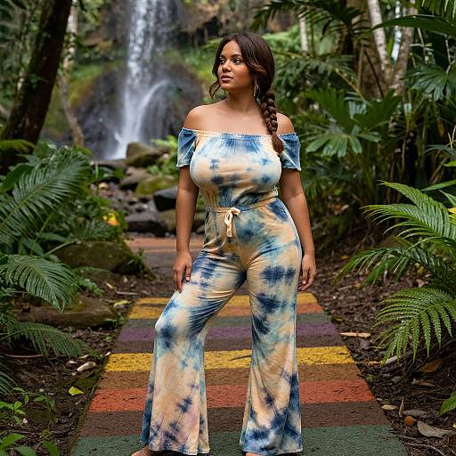 Adventurous Tie-Dye Woman in Jungle