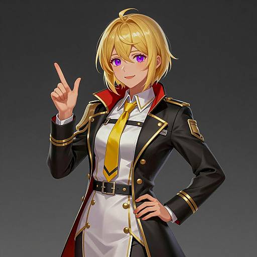 Confident Blonde in Military Style