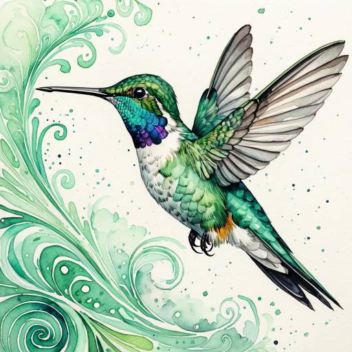Dreamy Mint Green Hummingbird Art
