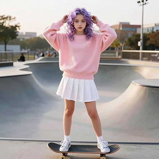 Lavender-Haired Teen Fashion Portrait