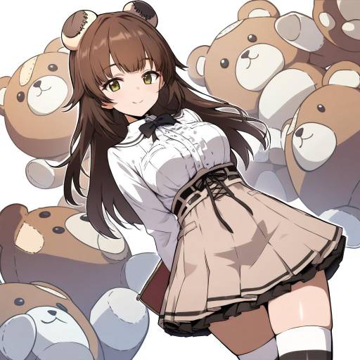 Charming Solo Girl with Striped Thighhighs