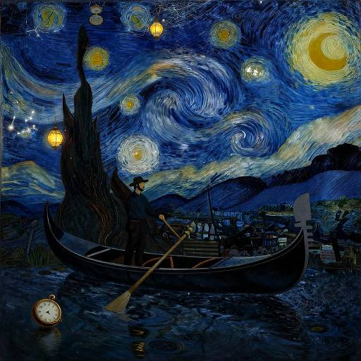 Melancholic Marionette Gondolier by Moonlight