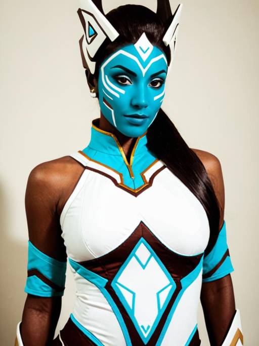 Woman in Symmetra Cosplay Costume