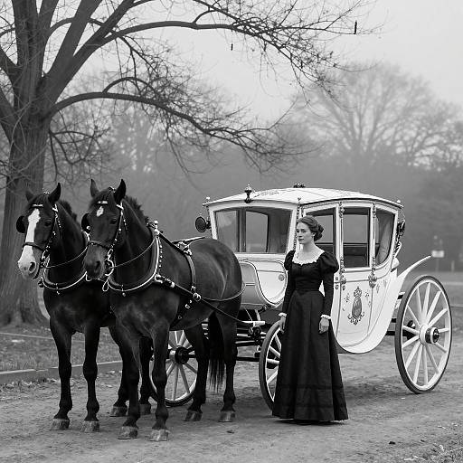 Mysterious Woman by Horse-Drawn Carriage