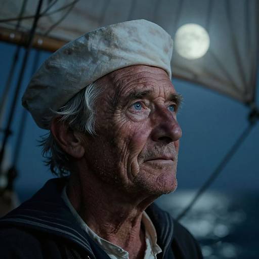 Moonlit Portrait of Weathered Sailor
