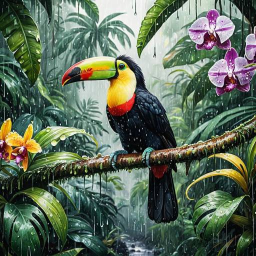 Vibrant Toucan in Rainforest Splendor