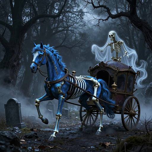 Blue Skeletal Horse & Phantom Carriage
