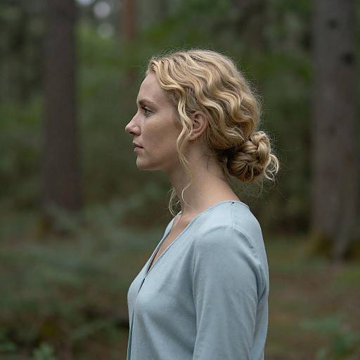 Blonde Woman in Forest Profile Portrait