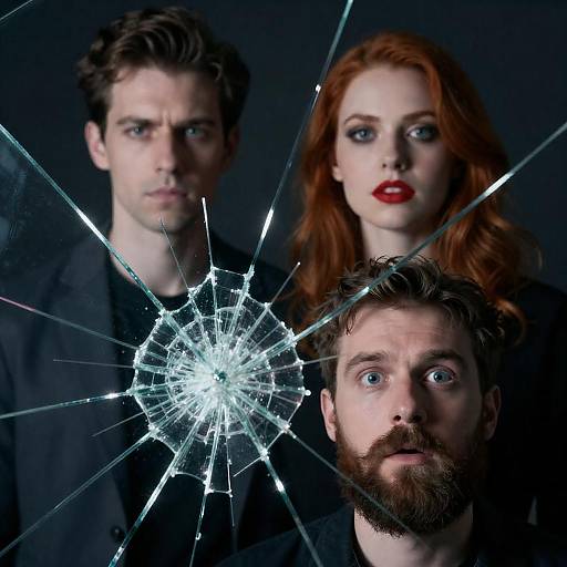 Shattered Glass Portrait with Three Faces