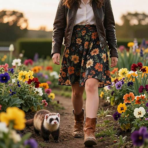 Sunset Garden Stroll with Ferret
