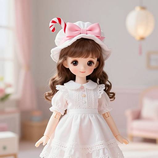 Lifelike Female Doll in Whimsical Room