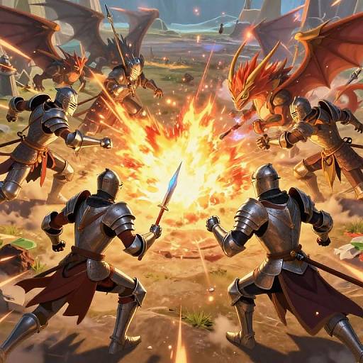 Epic Fantasy Battle with Animated Knights