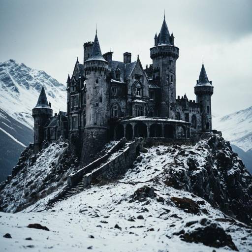 Abandoned Castle on Snowy Mountain