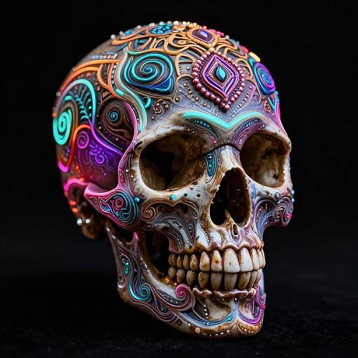 Ornate Glowing Neon Skull