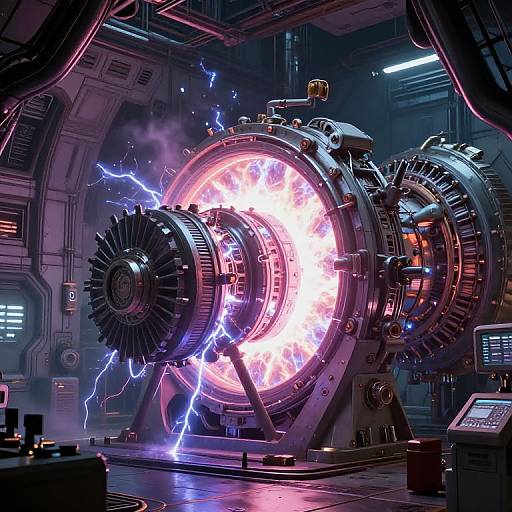 Fusion Generator in Sci-Fi Engine Room