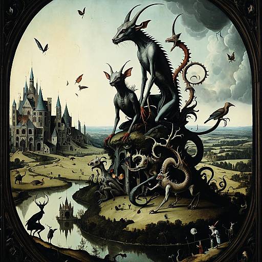 Surreal Bosch-Inspired Hybrid Landscape Art