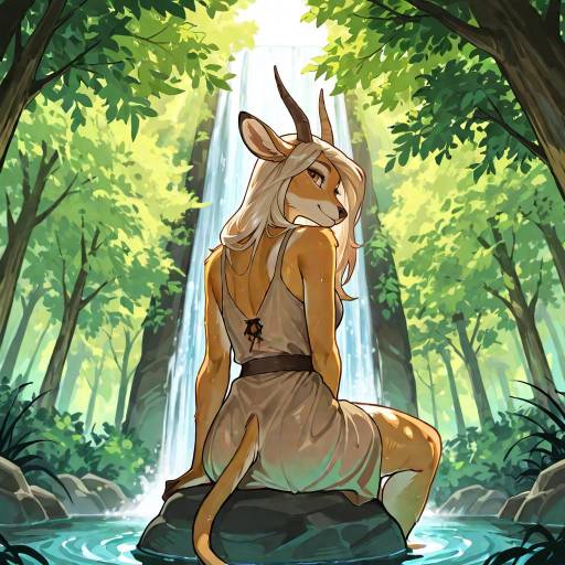 Gazelle Girl in Sacred Forest Setting