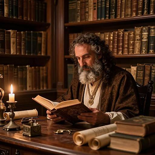 Juda in Vintage Library Reading