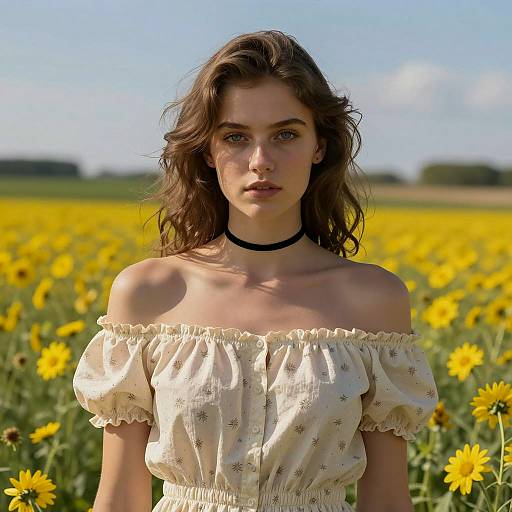 Sunlit Beauty in a Field of Flowers