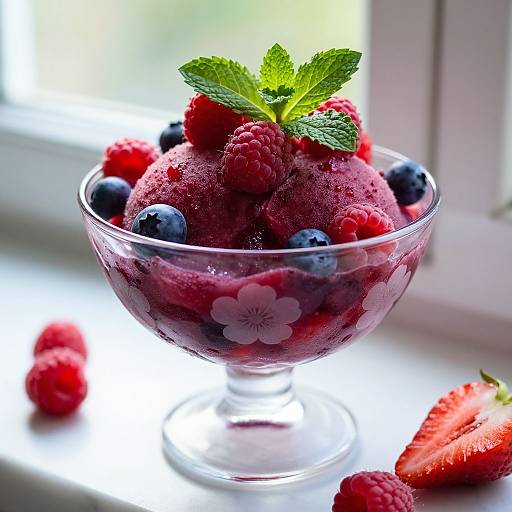 Elegant Berry Sorbet in Frosted Glass