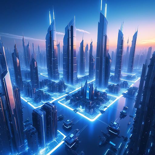 Futuristic City Skyline at Sunset Futuristic City Skyline at Sunset