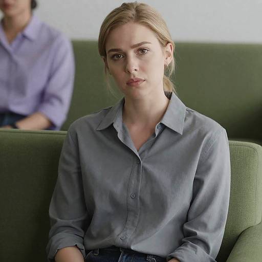 Casual Portrait of a Serious Blonde Woman