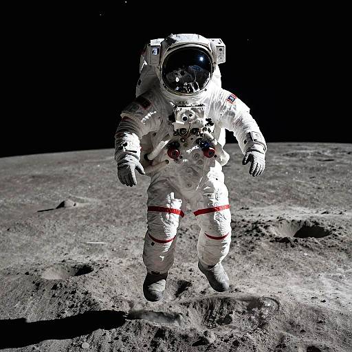 Astronaut Jumping on Moon Night