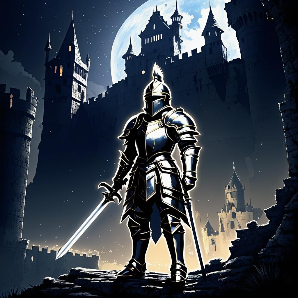 Noble Knight Before Ruined Castle