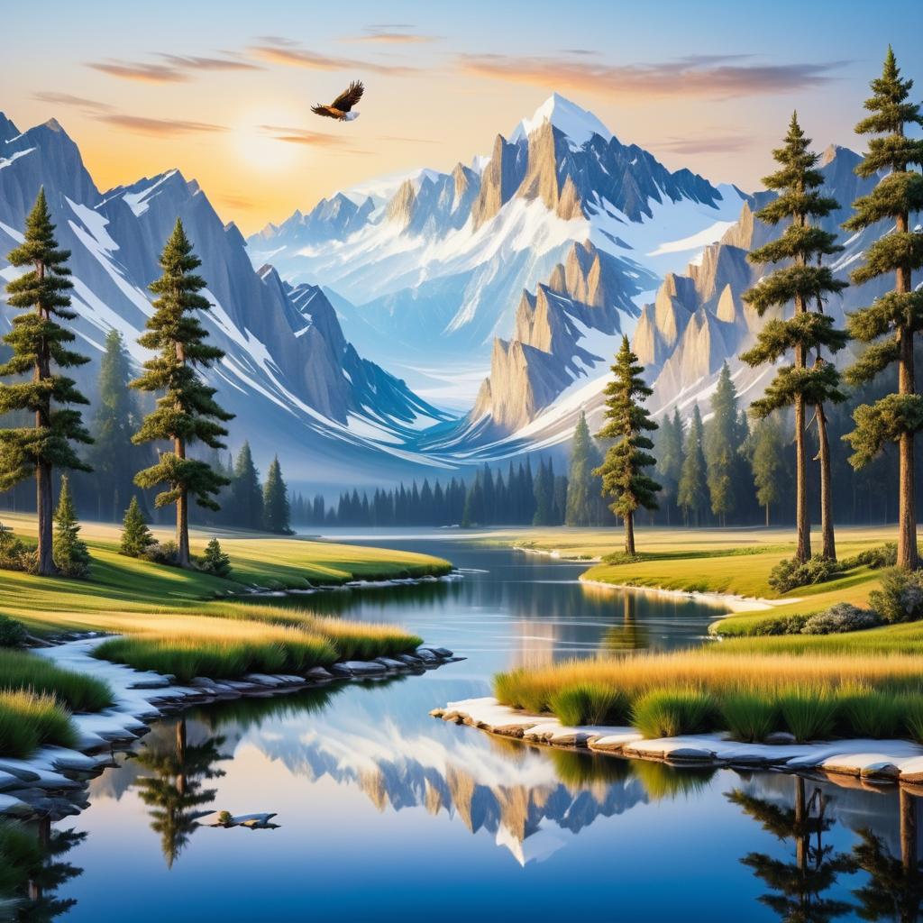 Majestic Eagle in Beautiful Landscape Polyptych