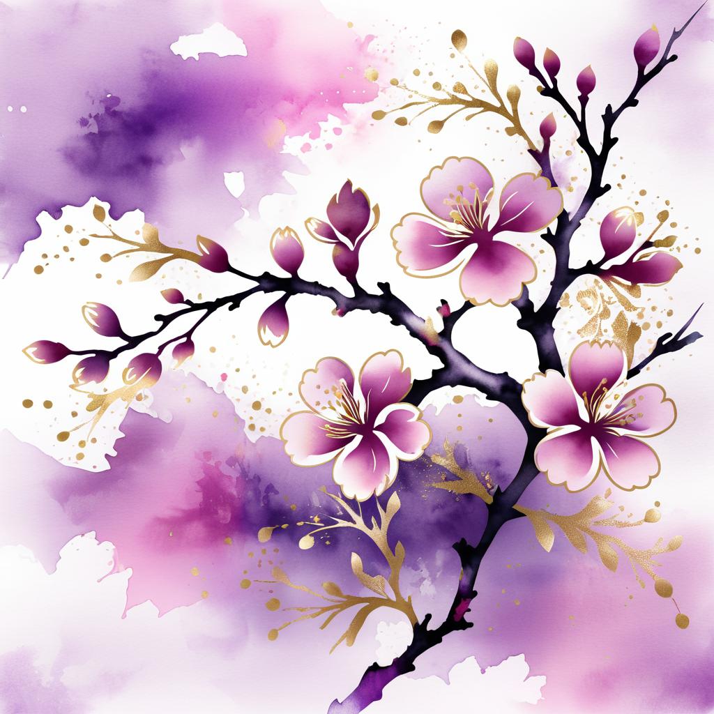 Vibrant Cherry Blossom Watercolor Tattoo Design