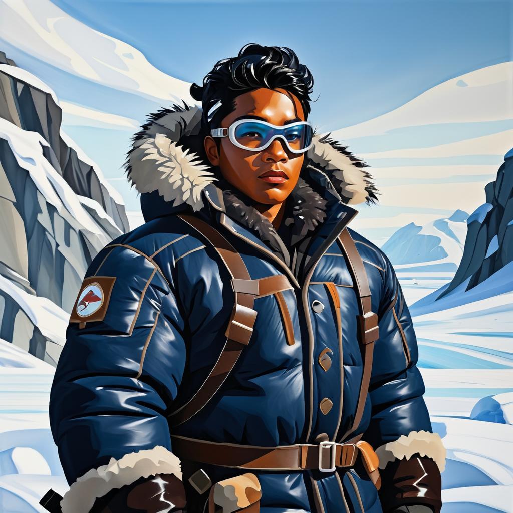 Inuit Hunter in Icy Landscape Portrait