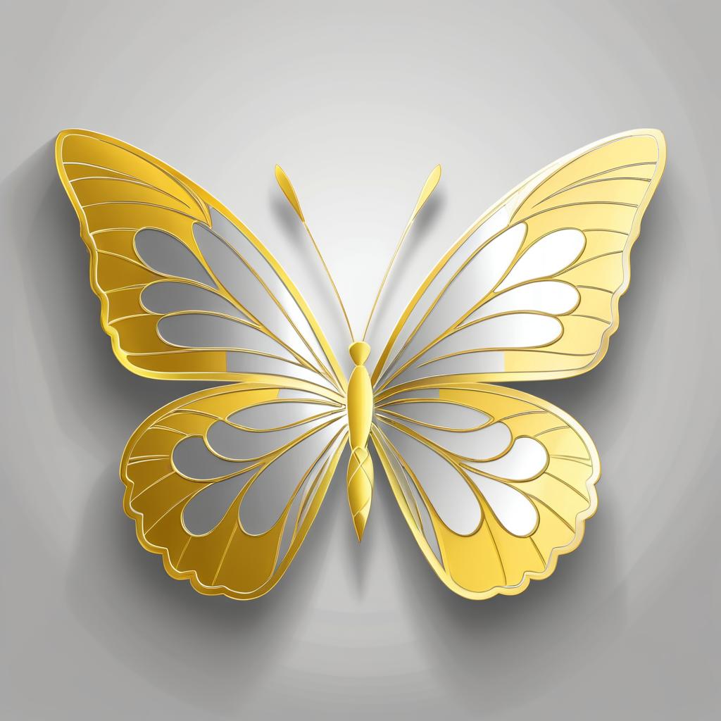 Elegant Gold and Silver Fashion Butterfly