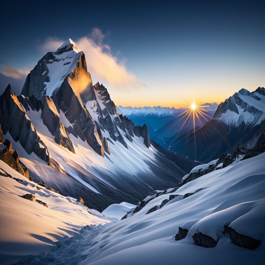 Majestic Sunrise Over Snow-Covered Mountain