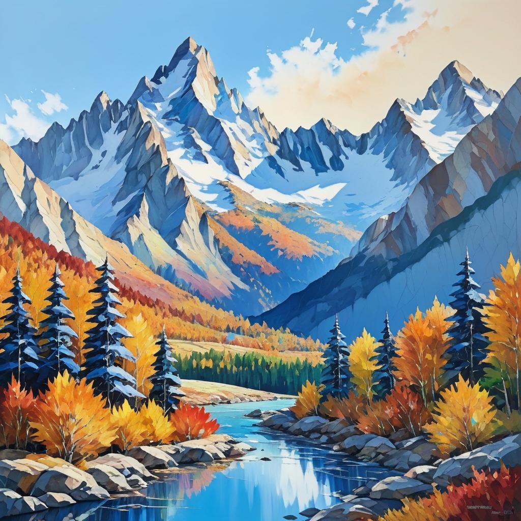 Autumn Mountain Range with Colorful Foliage