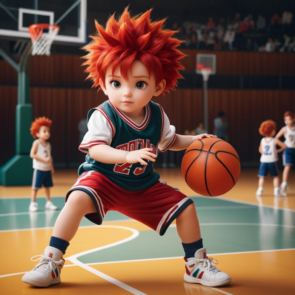 Playful Child with Spiky Red Hair