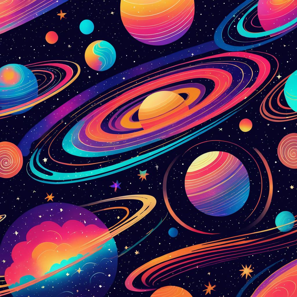 Vibrant Retro Cosmic Galaxy Artwork