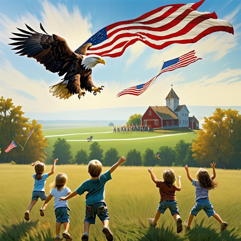 Majestic Eagle Symbolizing Freedom Above Children