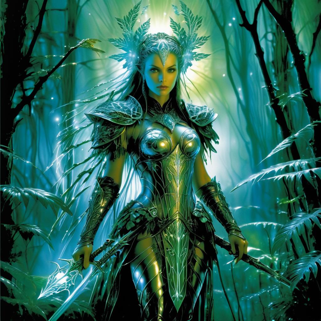 Mystical Cyborg Druid in Lush Forest