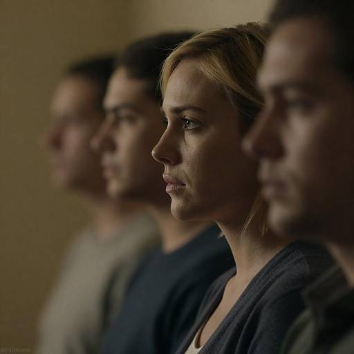 Serious Blonde Woman in Shadowy Profile