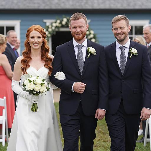 Charming Outdoor Wedding with Smiling Trio