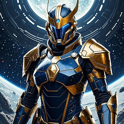 Celestial Commander in Futuristic Armor