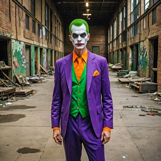 Man in Joker Costume in Abandoned Warehouse