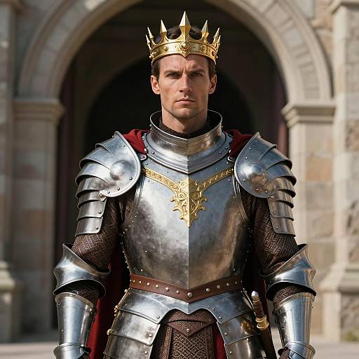 Regal King in Majestic Armor Portrait