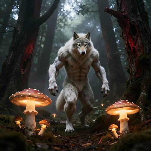 Mystical Humanoid in a Dark Forest