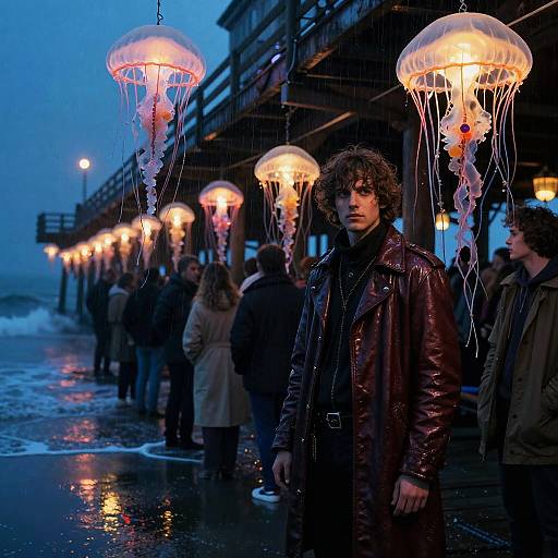Neon Pier Alchemist with Jellyfish Lanterns