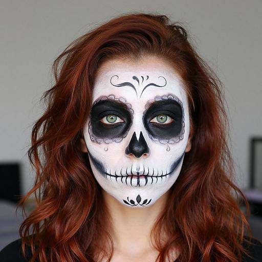 Woman with Sugar Skull Halloween Makeup