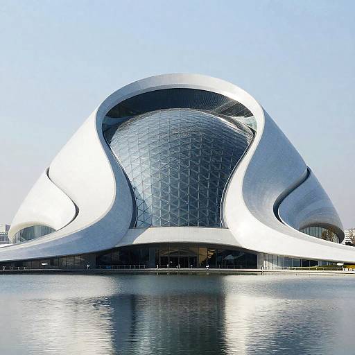 Futuristic White Foam Lake Building