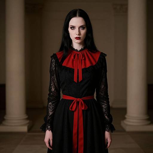 Gothic Vampire Woman in Classical Room